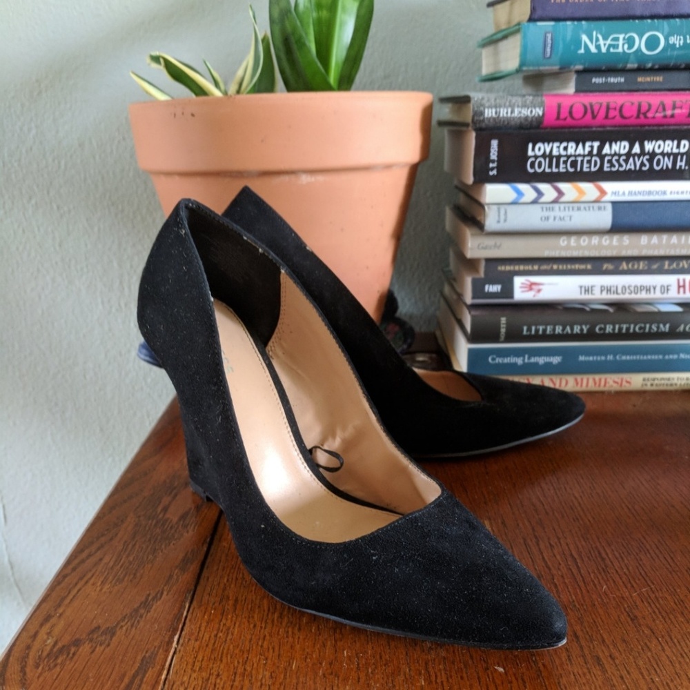 Barely worn black velour Express high heels